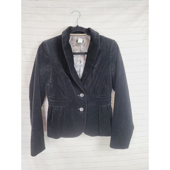 J.CREW CRUSHED VELVET BLACK BLAZER, SZ 0 - Picture 1 of 11